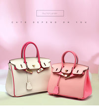 Load image into Gallery viewer, Top Grain Leather Inspired Berkin Bag Macaron Bi Color Handbag Woman | Automatic 20% OFF at Checkout