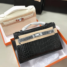 Load image into Gallery viewer, Crocodile Embossed Leather Inspired Kelli Small Chain Bag Silver Hardware