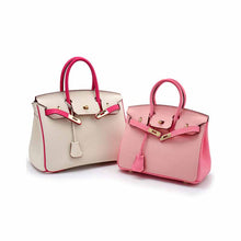 Load image into Gallery viewer, Top Grain Leather Inspired Berkin Bag Macaron Bi Color Handbag Woman | Automatic 20% OFF at Checkout