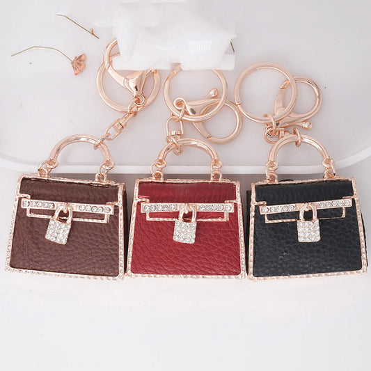 Inspired Mini Kelli Bag Charm Rhinestone Keychain