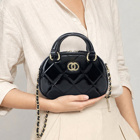 Top Grain Leather Chain Bag Black Bag