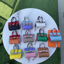 Load image into Gallery viewer, Inspired Mini Burkin Handbag Charm Vegan Leather Earphone Storage Bag