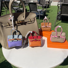 Load image into Gallery viewer, Inspired Mini Burkin Handbag Charm Vegan Leather Earphone Storage Bag