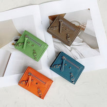 画像をギャラリービューアに読み込む, Soft Leather Short Trifold Wallet Woman Genuine Leather Wallet Zipper Coin Purse