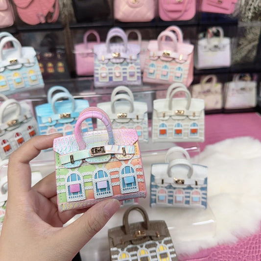 Inspired Faubourg Mini Burkin House Multicolor Leather Handbag Charm | Presale