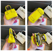 Load image into Gallery viewer, Inspired Mini Burkin Handbag Charm Vegan Leather Earphone Storage Bag