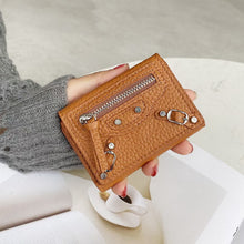 画像をギャラリービューアに読み込む, Soft Leather Short Trifold Wallet Woman Genuine Leather Wallet Zipper Coin Purse