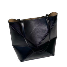 Load image into Gallery viewer, Top Grain Leather Inspired Puzzle Fold Tote Bag