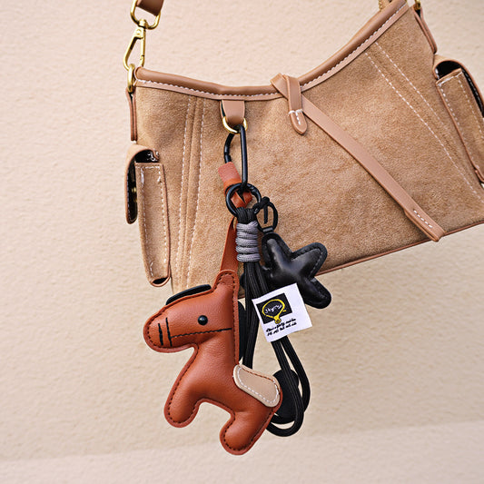 Horse Bag Charm PU Leather Keychain