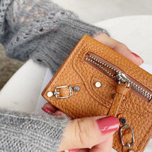画像をギャラリービューアに読み込む, Soft Leather Short Trifold Wallet Woman Genuine Leather Wallet Zipper Coin Purse