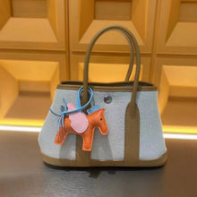 Load image into Gallery viewer, Canvas & Leather Inspired Garden Party Bag Contrast Color Handbags for Woman