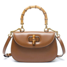 Load image into Gallery viewer, Genuine Leather Inspired Retro Bamboo Top Handle Mini Bag