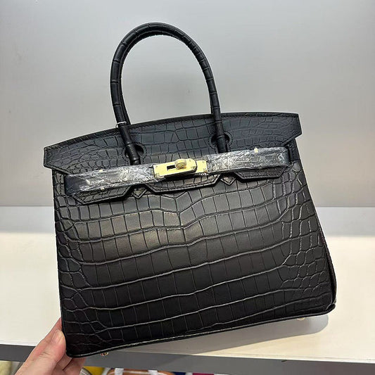 Inspired Berkin Bag Crocodile Pattern Leather Evercolor Handbags for Woman
