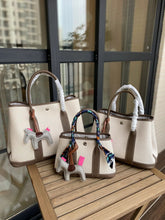 Load image into Gallery viewer, Canvas & Leather Inspired Garden Party Bag Contrast Color Handbags for Woman