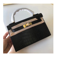 Load image into Gallery viewer, Inspired Mini Kelli 20 Crocodile Embossed Leather Chain Bag Golden Hardware