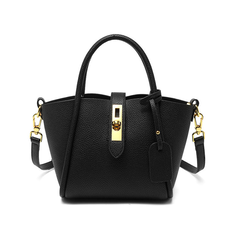 Leather Handbag with Detachable and Adjustable Strap