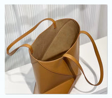 Load image into Gallery viewer, Top Grain Leather Inspired Puzzle Fold Tote Bag