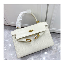Load image into Gallery viewer, Inspired Mini Kelli 20 Crocodile Embossed Leather Chain Bag Golden Hardware