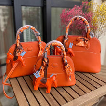 Load image into Gallery viewer, Top Grain Leather Inspired Bowling Shell Bag Handbag Woman