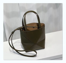 Load image into Gallery viewer, Top Grain Leather Inspired Puzzle Fold Tote Bag