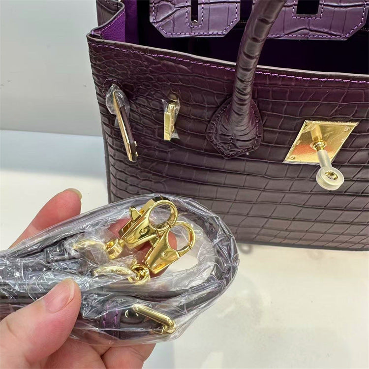 Inspired Berkin Bag Crocodile Pattern Leather Evercolor Handbags for Woman