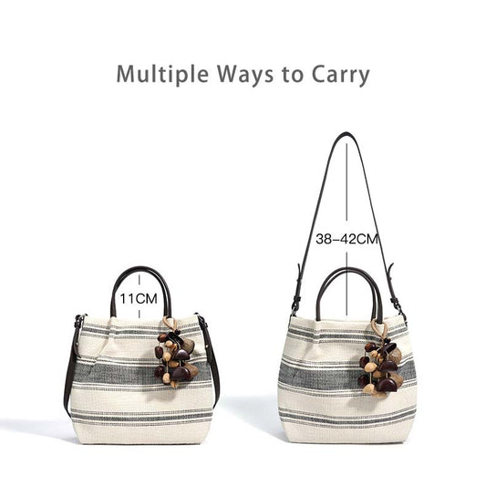 Striped Linen Ethnic Handbag Crossbody Bag