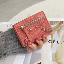 画像をギャラリービューアに読み込む, Soft Leather Short Trifold Wallet Woman Genuine Leather Wallet Zipper Coin Purse