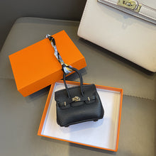Load image into Gallery viewer, Inspired Mini Burkin Handbag Charm Vegan Leather Earphone Storage Bag