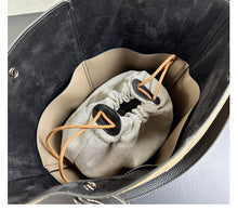 Load image into Gallery viewer, Top Grain Leather Bucket Bag Tote Bag Woman