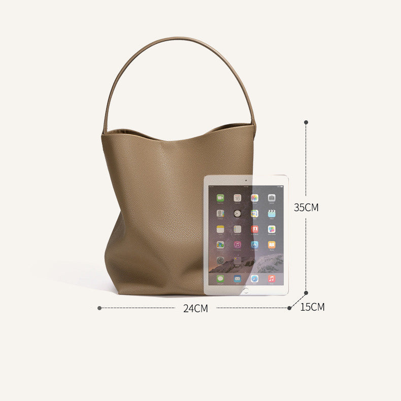 Soft Pebbled Leather Park Tote - Large Capacity Commuter Bag