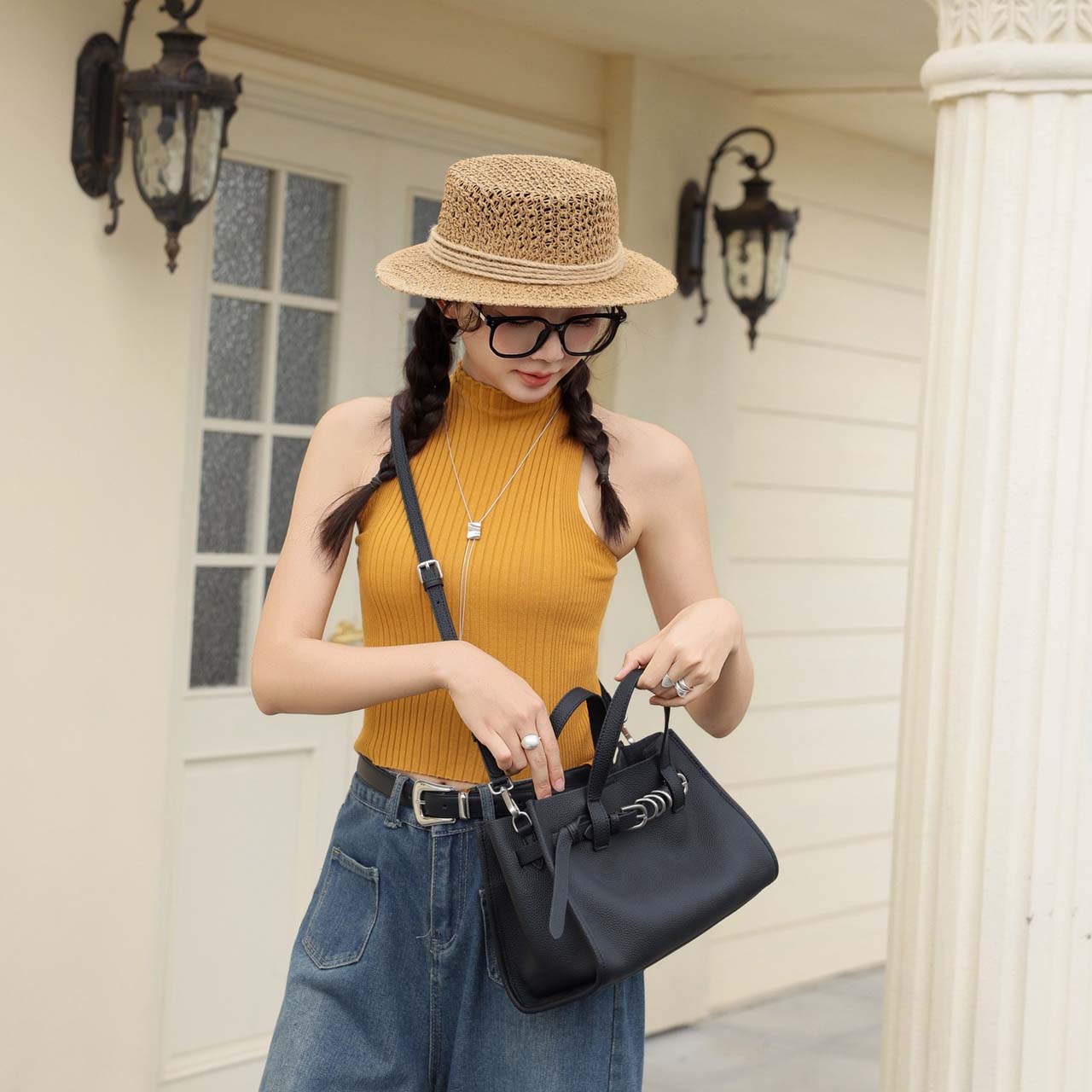 Togo Leather Tote Bag Minimalist Handbag Crossbody Bag