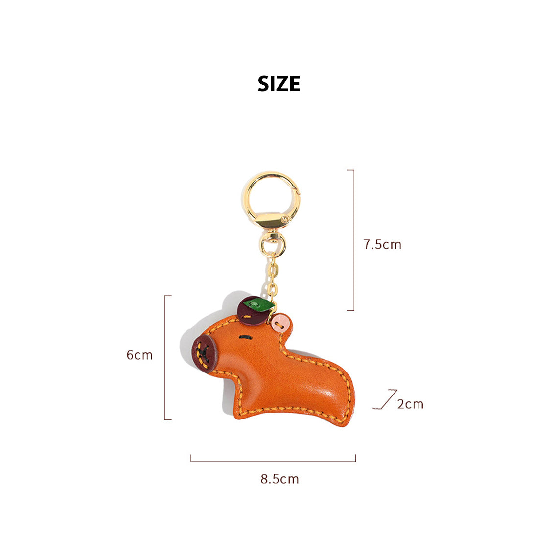 Vegetable Tanned Leather Capybara Handmade Keychain
