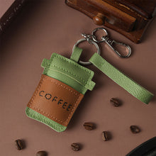 Load image into Gallery viewer, Matcha coffee leather keychain | Cute handmade accessory