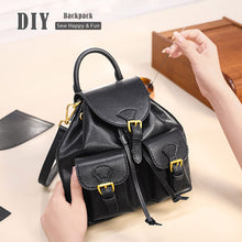 Load image into Gallery viewer, DIY Black backpack with gold buckles | Classic Design Backpack for Women