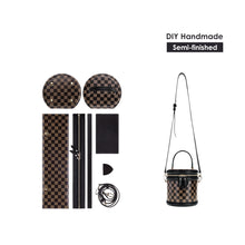Load image into Gallery viewer, Black Checker Round Bag DIY Kits | Leather Bag Sewing - POPSEWING®