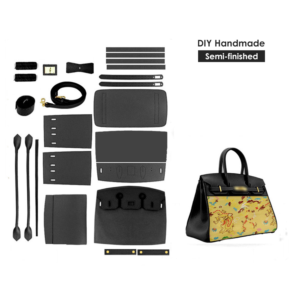 HANDSEWGIFT Top Grain Leather Dustbag Recycle Platinum Bag DIY Kit