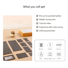 Load image into Gallery viewer, HANDSEWGIFT Top Grain Leather Buckle Trifold Wallet DIY Kits