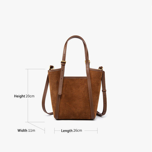 Vintage Suede Leather Tote | Large Capacity Commuter Bag