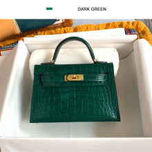 Load image into Gallery viewer, Inspired Mini Kelli 20 Crocodile Embossed Leather Chain Bag Golden Hardware
