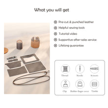 Load image into Gallery viewer, What's Included in a DIY Leather Kit | Pre-cut Leather, Sewing Tools & Tutorial Video - POPSEWING™