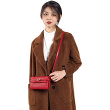 Load image into Gallery viewer, DIY Leather Wallet Kit | Red Leather Crossbody Purse for Women Inspired Designer Kelly to Go Wallet - POPSEWINGâą