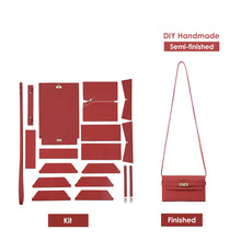 Load image into Gallery viewer, DIY Leather Wallet Kit | Red Leather Wallet Purse for Women Inspired Designer Kelly to Go Wallet - POPSEWINGâą
