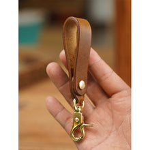 Load image into Gallery viewer, Saddle Brown Leather Keyring | Full Grain Leather Craft Handmade