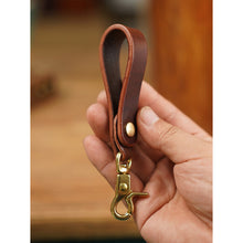 Load image into Gallery viewer, Dark Brown Leather Keyring | Full Grain Leather Craft Handmade