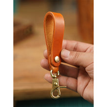 Load image into Gallery viewer, English Brown Leather Keychain | Handmade Leather Keychain for Men