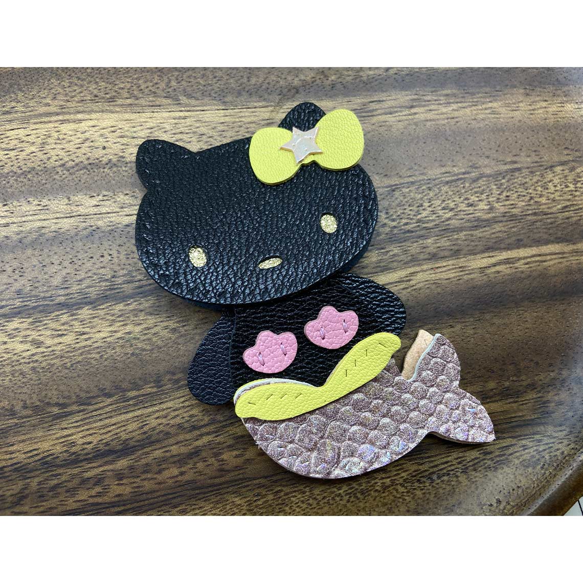 Black Kitty Keychain Charm DIY Kit | Beginner-friendly DIY Leather Kits