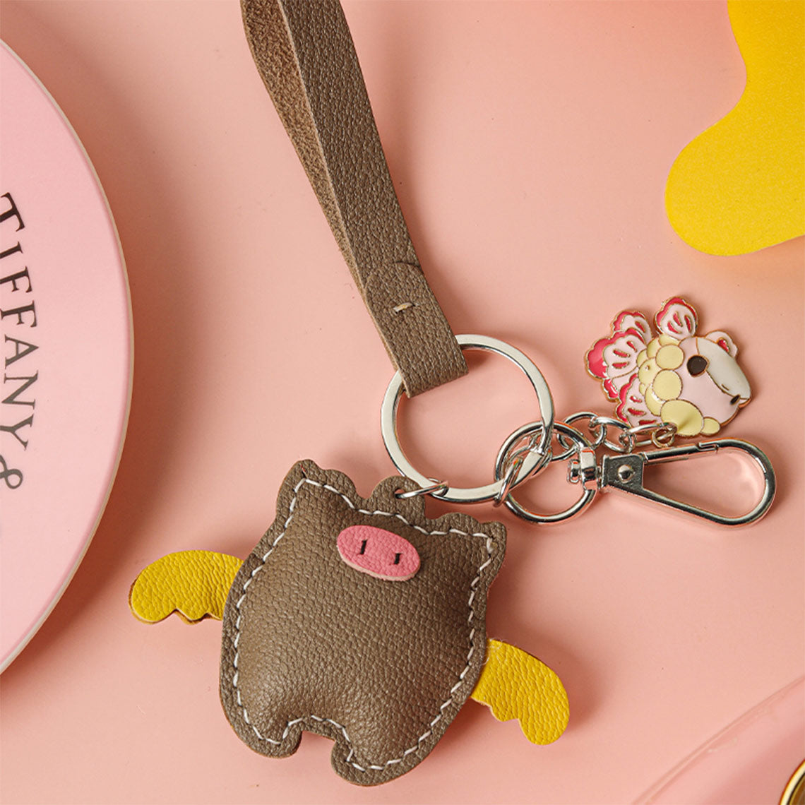 HANDSEWGIFT Sheep Leather Piglet Keychain DIY Kit
