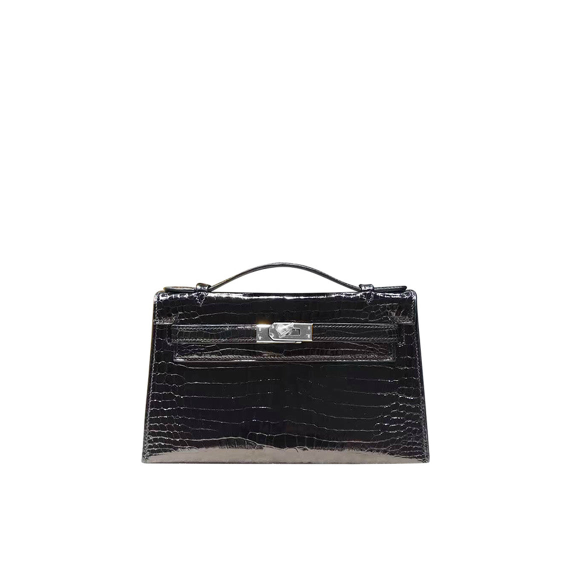 Crocodile Embossed Leather Clutch Bag | 10 Colors