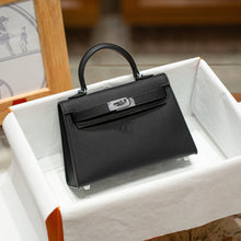 Load image into Gallery viewer, Black Leather Mini handbag with Silver Hardware