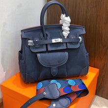 Load image into Gallery viewer, Inspired Berkin Bag Toile Canvas Swift Leather Handbags | Automatic 20% OFF at Checkout